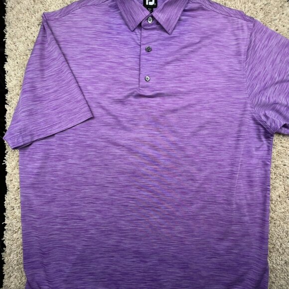 Footjoy FJ Purple Striped Polo Shirt Mens Size XL Fighting Understanding MS - Picture 2 of 9